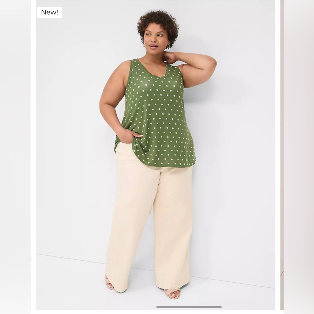 Lane Bryant Signature Fit Wide Leg Mid-Rise Jean - odd white